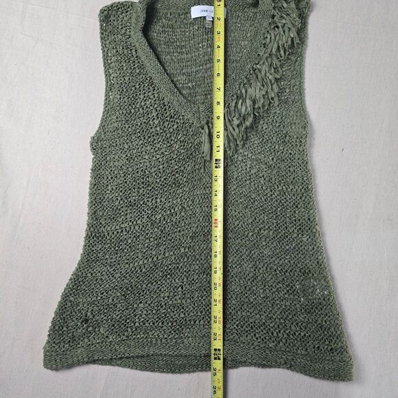 John & Jenn Crochet Fringe Top Olive Spice Women's Size Small Petite - Picture 6 of 13